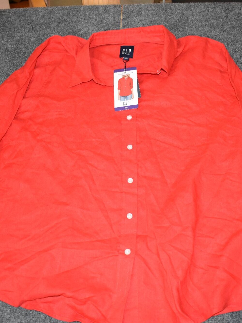 GAP Womens Linen Blend Button-Down Long Sleeve Relaxed Fit Shirt XXL